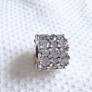 PANDORA Clear Sparkle Crystals Charm S925 Silver Charm For Bracelet